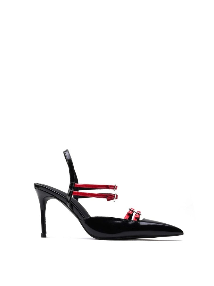 Colorful Bridge Strap & Pin Buckle Combination High Heels