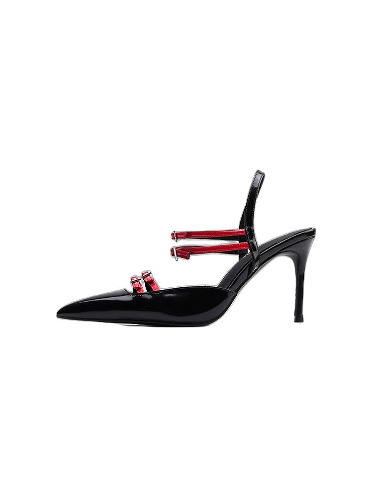 Colorful Bridge Strap & Pin Buckle Combination High Heels