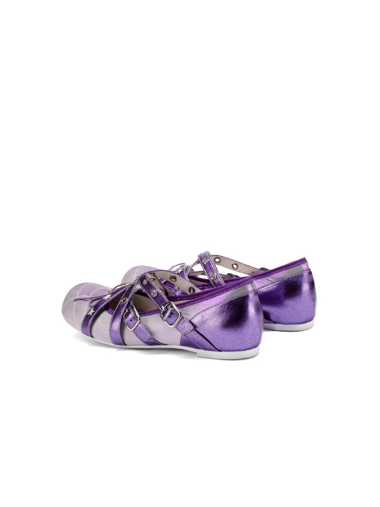 UBORYA Designer Original Casual Ballet Flats for Women: Flat, Iridescent Lambskin, Niche Runway Style, Feminine and Sensual, Round Toe