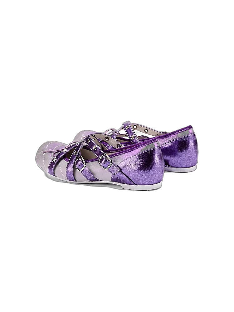 UBORYA Designer Original Casual Ballet Flats for Women: Flat, Iridescent Lambskin, Niche Runway Style, Feminine and Sensual, Round Toe