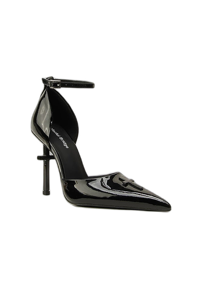 D'Orsay Ankle Strap Pumps 10CM Geometric Cross Stiletto Avant-Garde Designer Heels