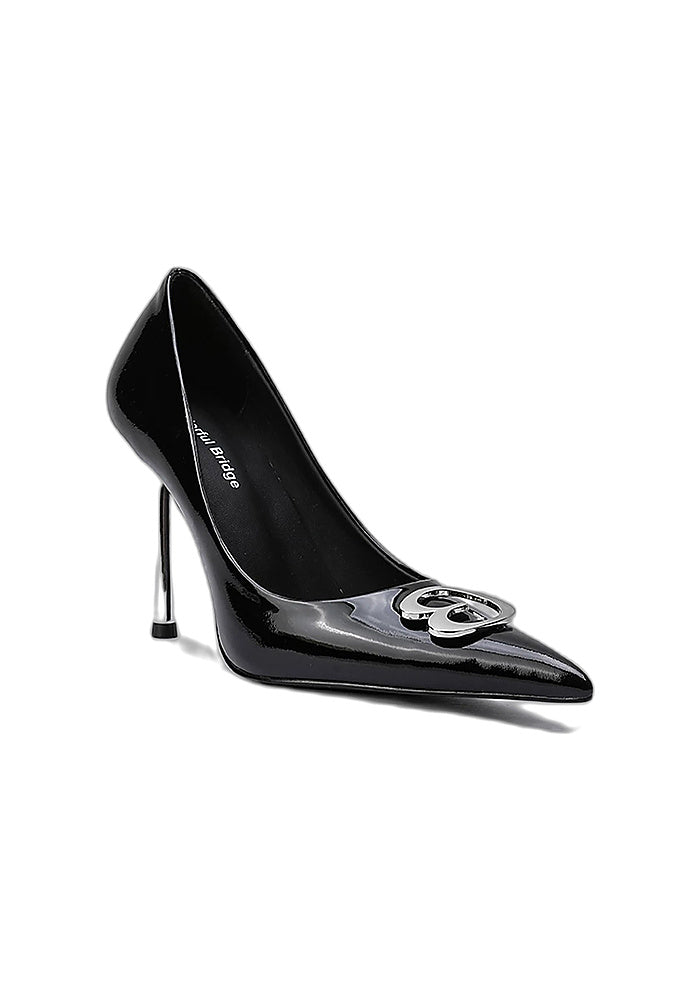 Pointed Toe Stiletto Pumps 10CM Metal Butterfly Blade Ornament Avant-Garde Designer High Heels