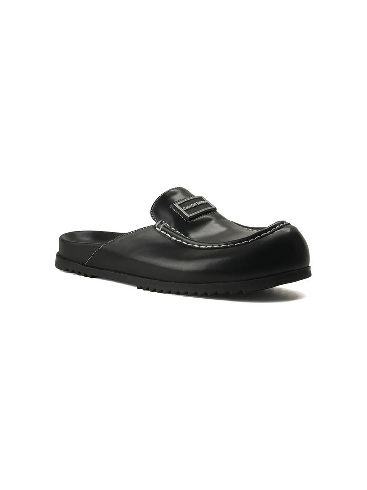 Noir Isle Buckled Leather Loafers