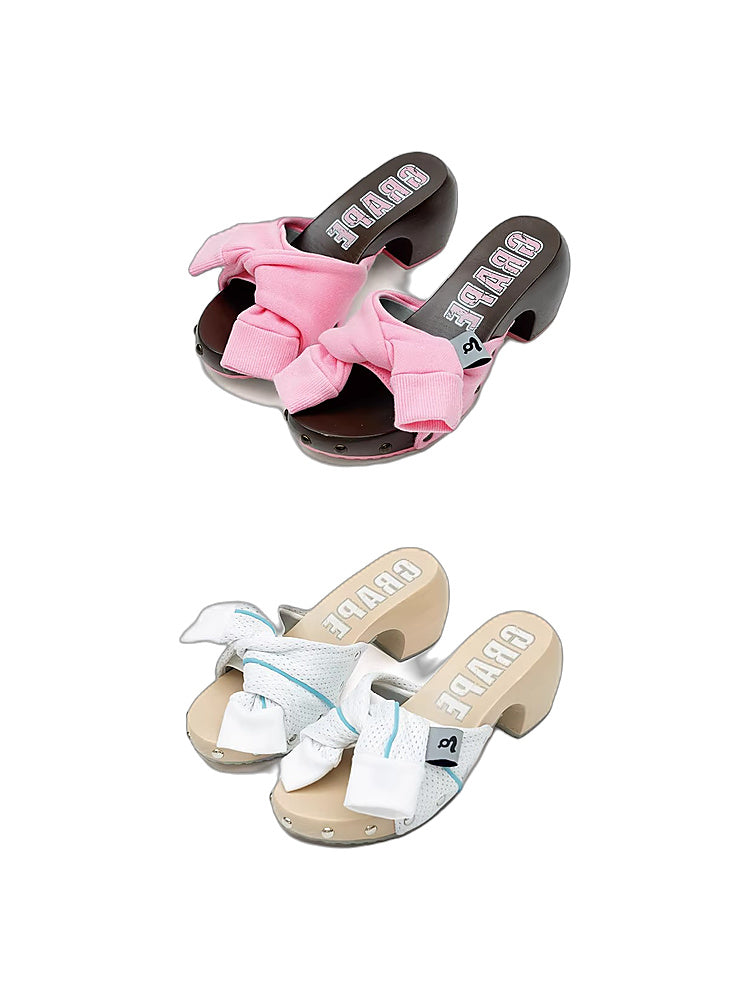 GRAPE 10th Anniversary Edition Sweat-Sleeve Sports-Style Custom-Made Wooden-Soled High-Heeled Platform Sandals for Women (Summer)