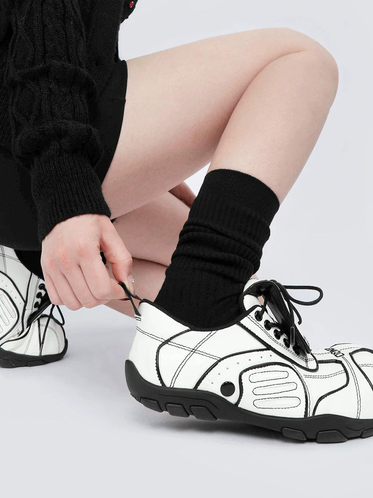 Fold-Over White Trainer Sneakers