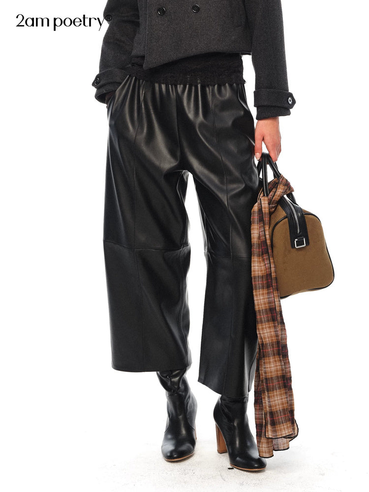 2AM POETRY Faux-Leather Cropped Wide-Leg Pants - view 3