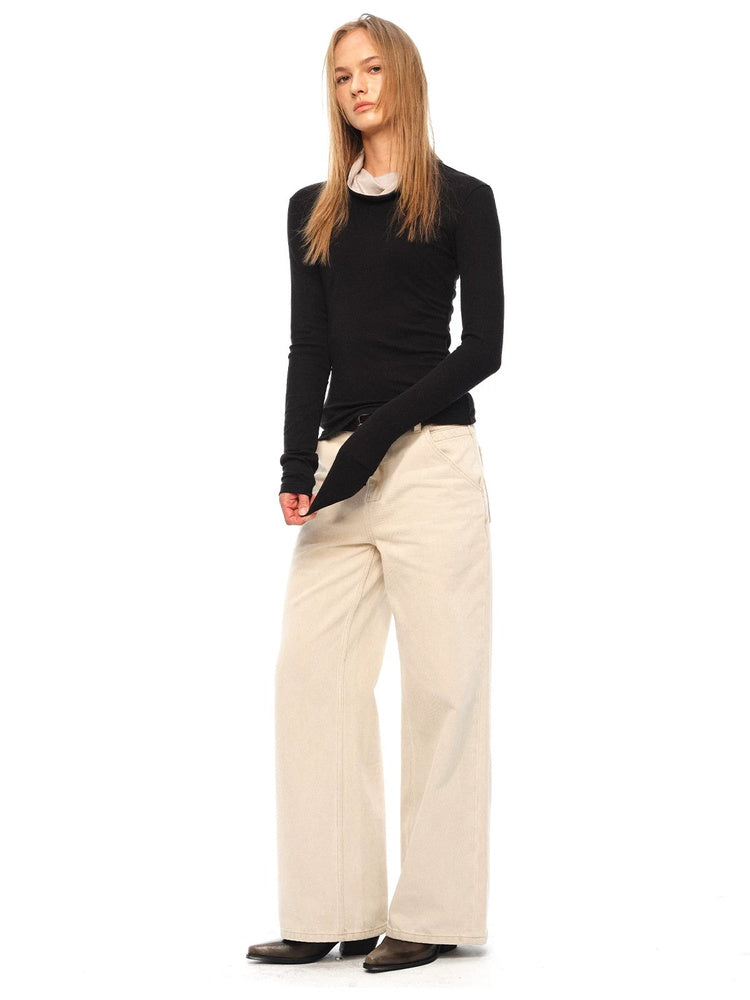 2AM POETRY Contrast Drape-Neck Long-Sleeve Top - view 3