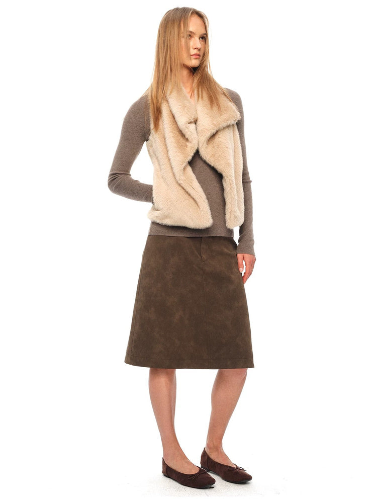 2AM POETRY Suede-Effect Knee-Length Skirt - view 3
