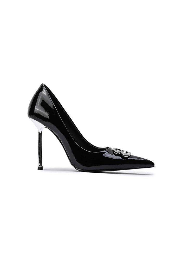 Pointed Toe Stiletto Pumps 10CM Metal Butterfly Blade Ornament Avant-Garde Designer High Heels