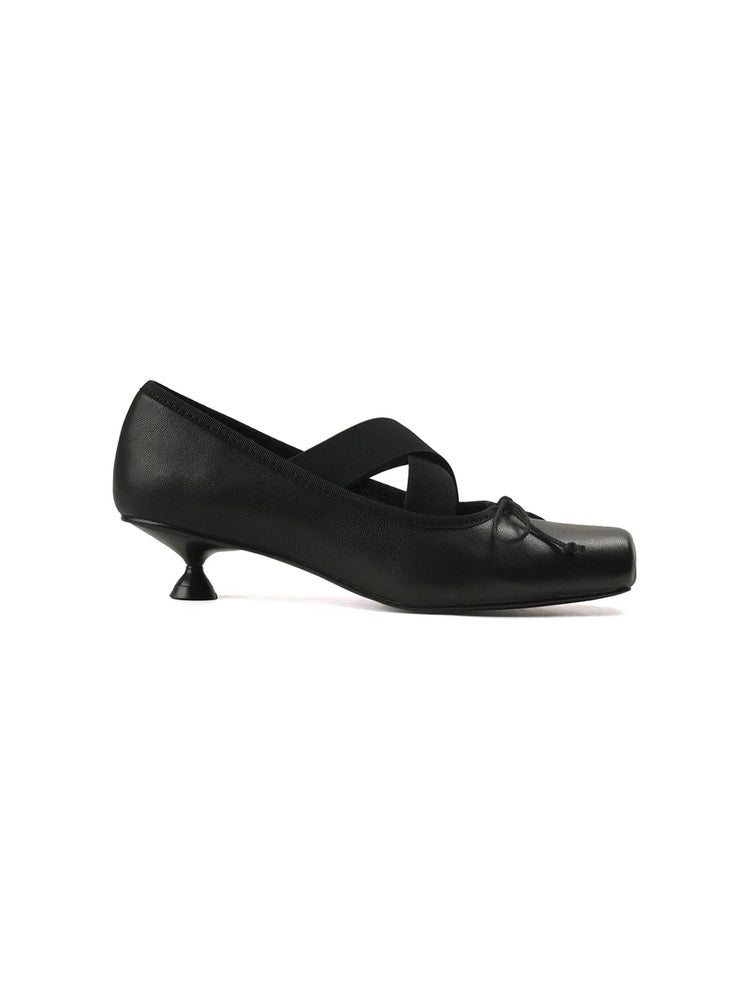String Veil Strap Kitten Heel Pumps