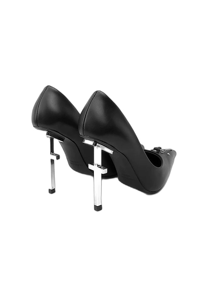 Women's High-Heeled Shoes with Cross-Motif Rivet Brooch Set