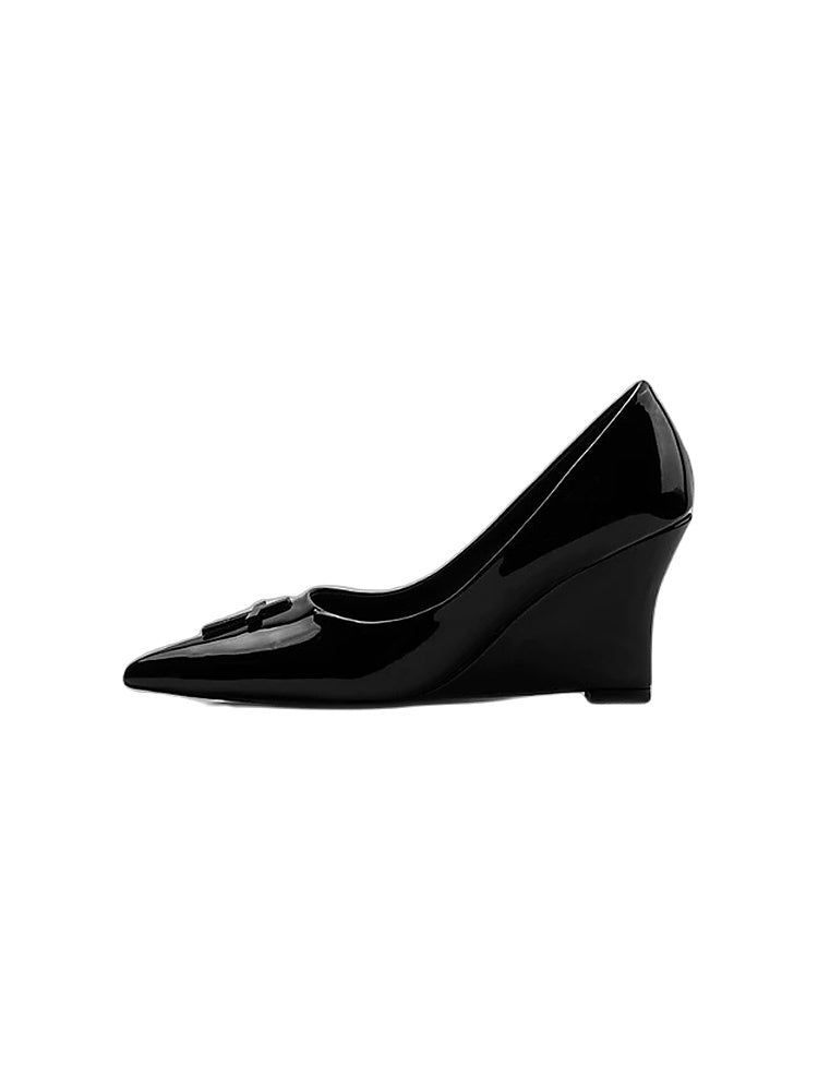 Mirror Leather Wedge Heels