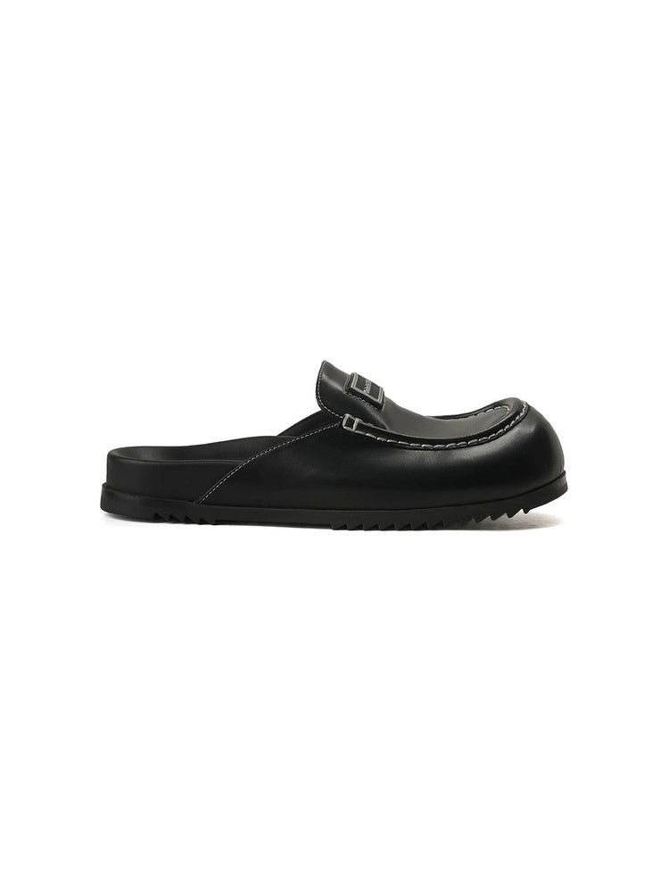 Noir Isle Buckled Leather Loafers
