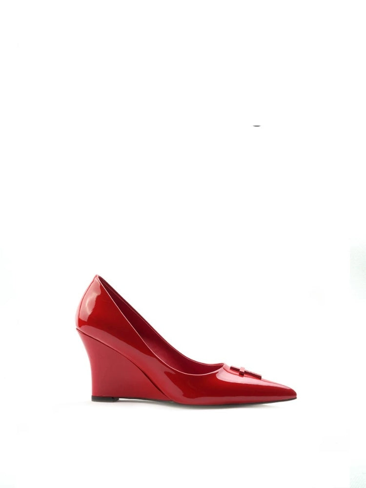 Colorful Bridge Mirror Leather Wedge Heels
