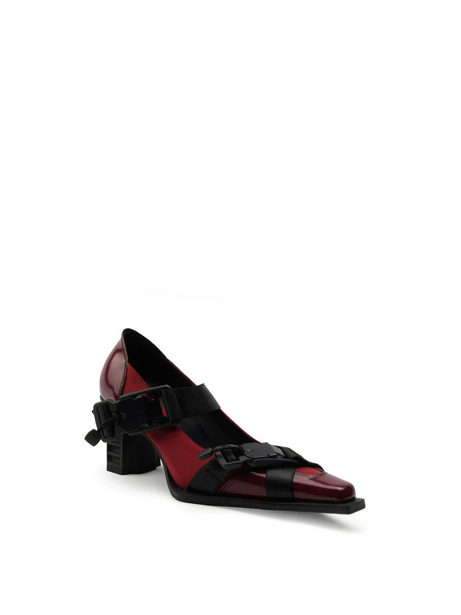 Square-Toe Mary Jane Pumps with Straps for Women
