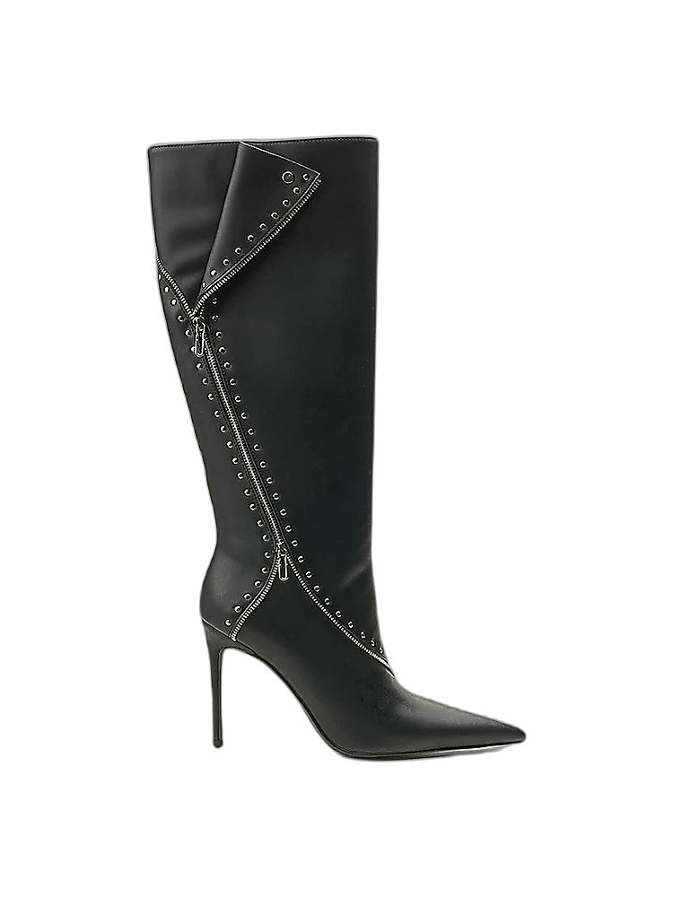 Studded Fold-Over Stiletto Knee Boots