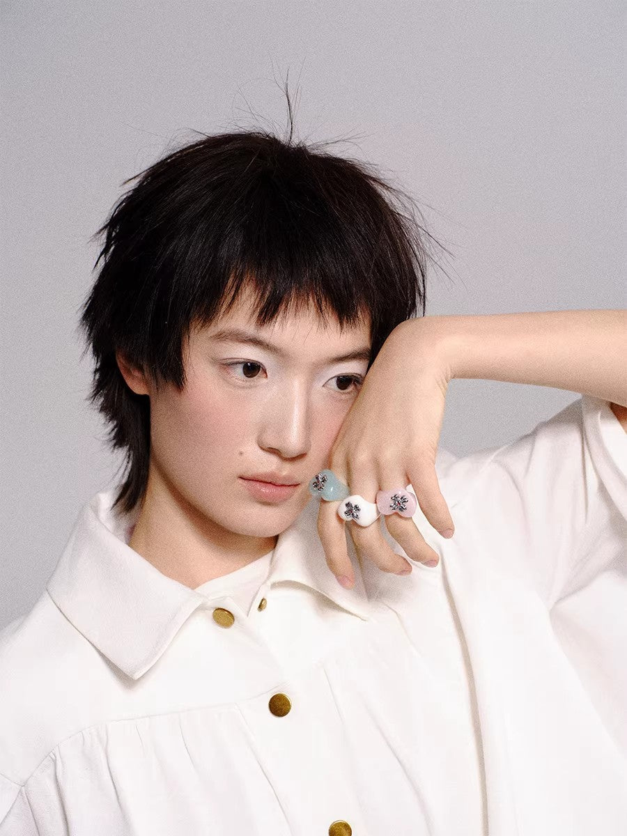 TOKOKKINO Multicolored Heart-Shaped Acrylic Ring