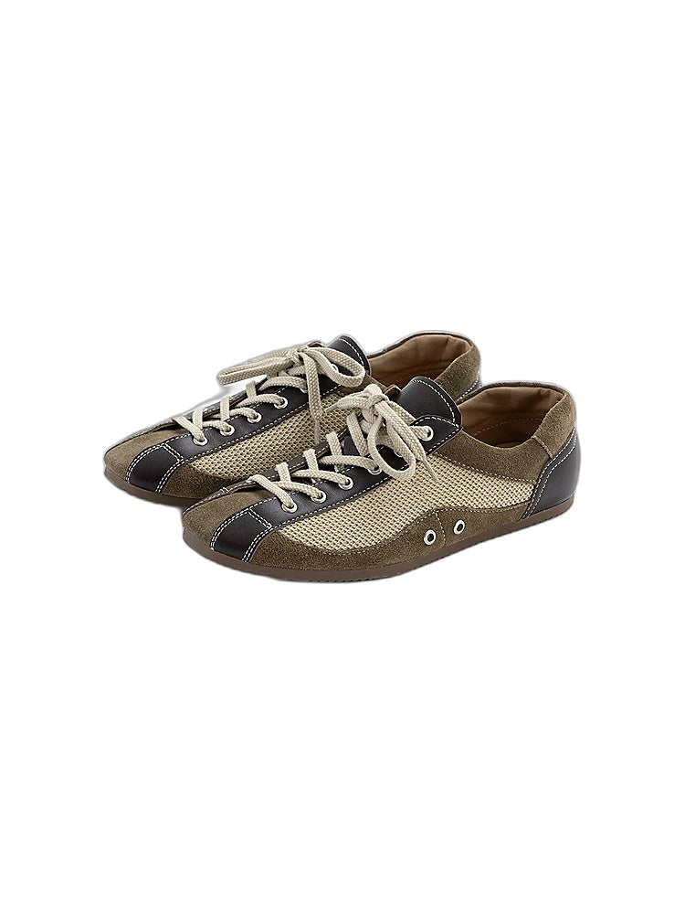 Colorblock Leather Classic T-Toe Sneakers