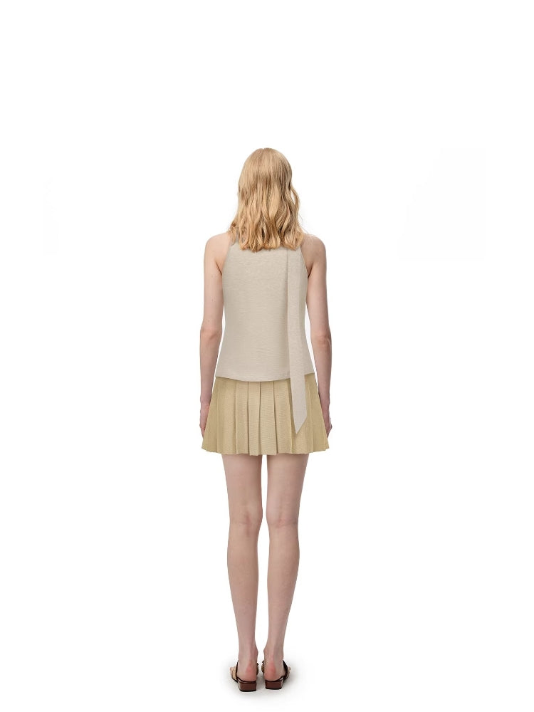 SHROENRO Relaxed-Fit Neckline-Draped Beaded Fitted Knit Tank Top for Women