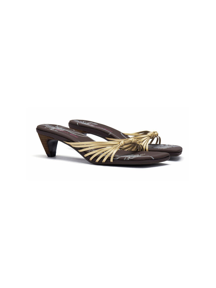 Chinese Floral Platform Slingback Sandals