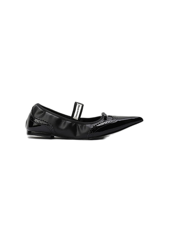 Patent Leather Mary Jane Flats 1CM Low Heel Gothic Baroque Hollow Pointed Toe Ballet Flat Shoes