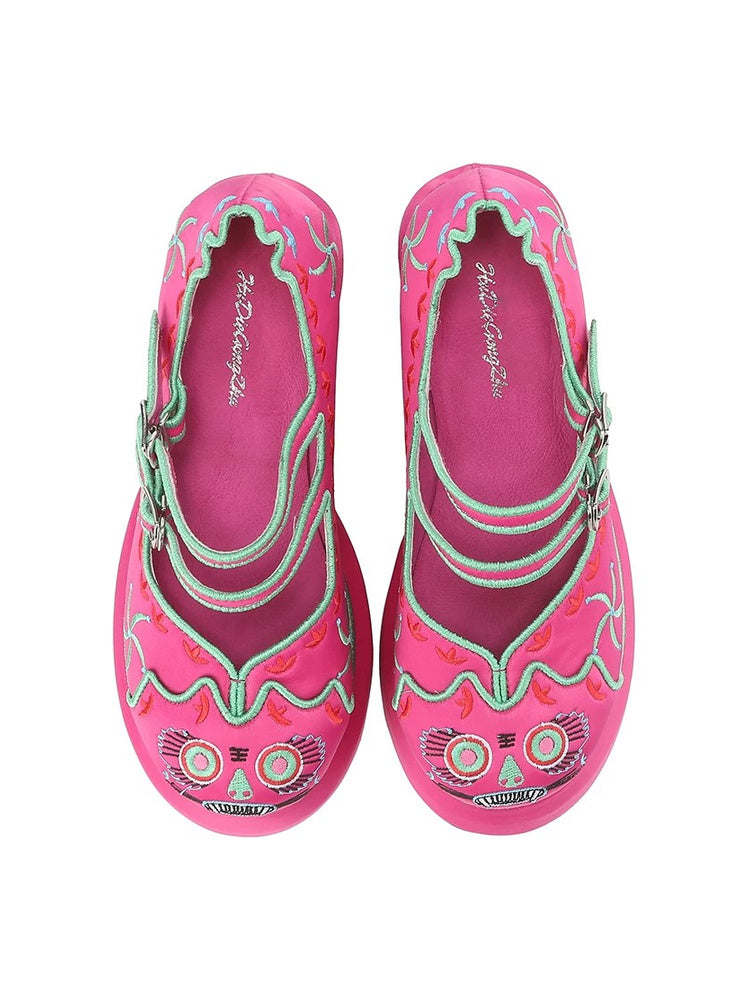 Tiger Head Platform Mary Jane Heels