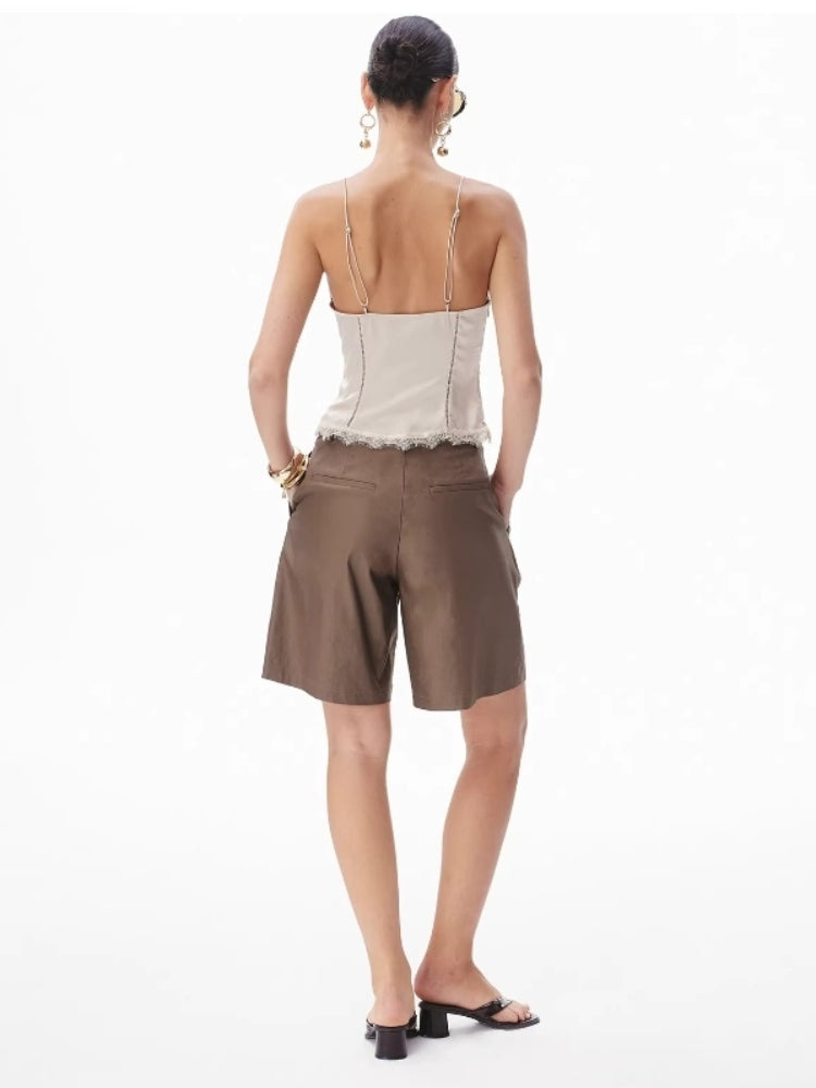 CNLEEWEI Waist Chain Bermuda Shorts and Casual Dress Pants