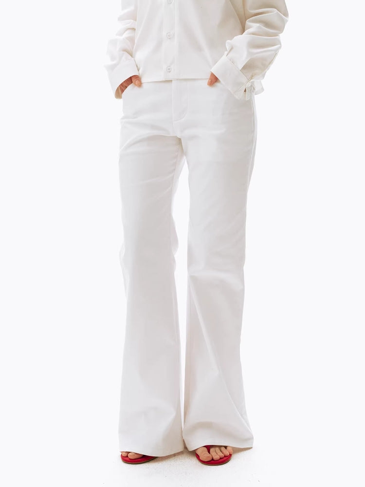 2AM POETRY Relaxed-Fit, Slightly Loose, Mid-Rise, Slightly Flared Straight-Leg Casual Pants