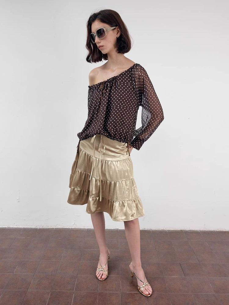 2AM POETRY Polka Dot Shirt: Versatile Long-Sleeve T-Shirt with Tie-Front
