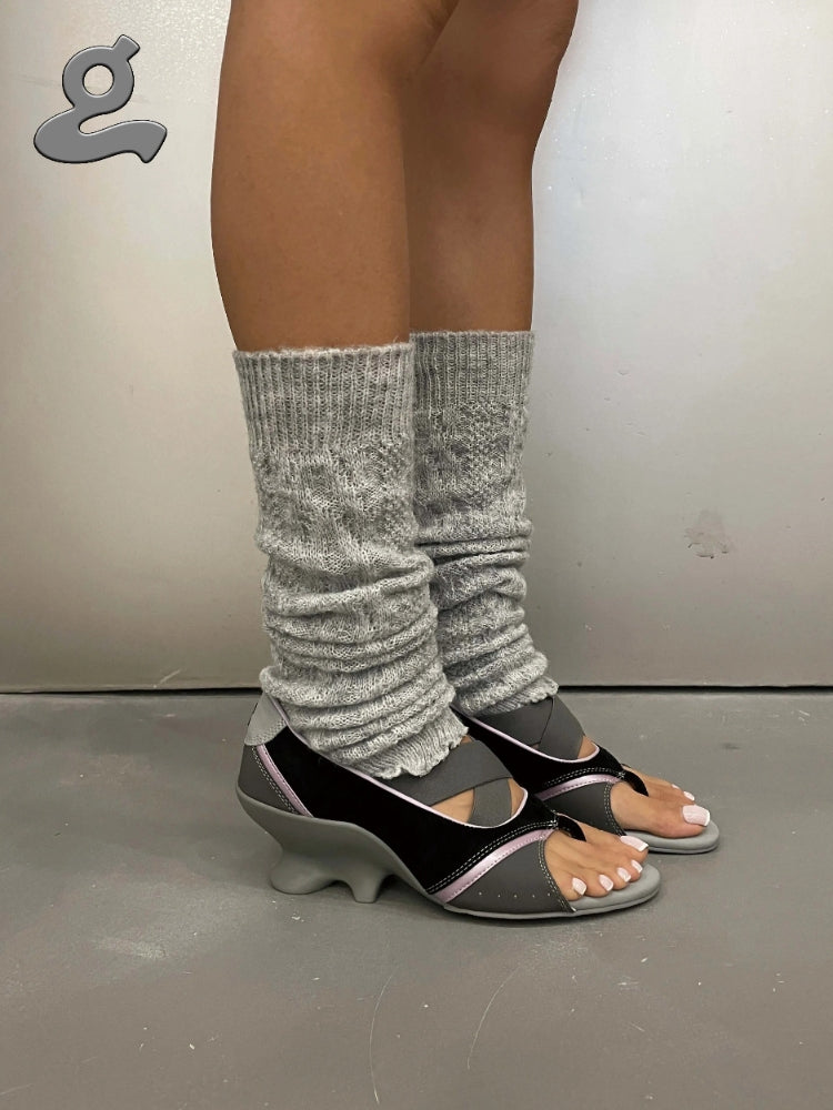 GRAPE Designer Black Wedge Heel Sandals