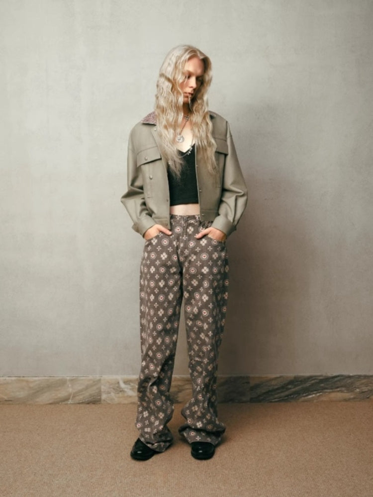 Tokokkino Low-Rise Vintage-Print Jeans