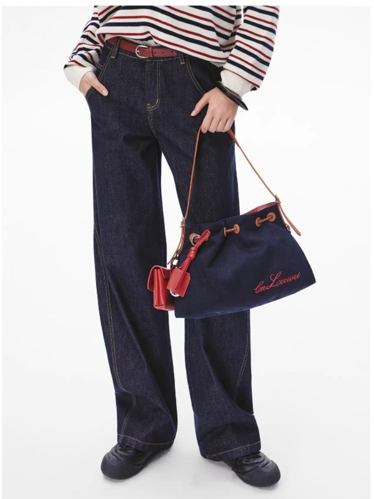 CNLEEWEI Vintage Embroidered Patchwork Color-Block Handbag