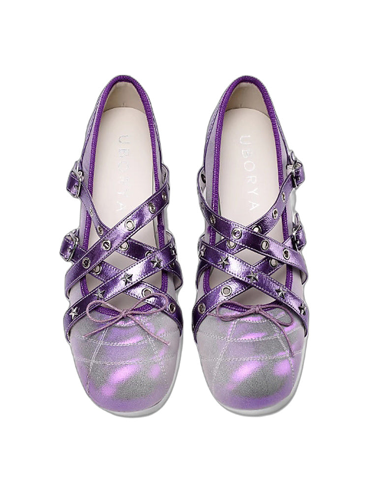 UBORYA Designer Original Casual Ballet Flats for Women: Flat, Iridescent Lambskin, Niche Runway Style, Feminine and Sensual, Round Toe