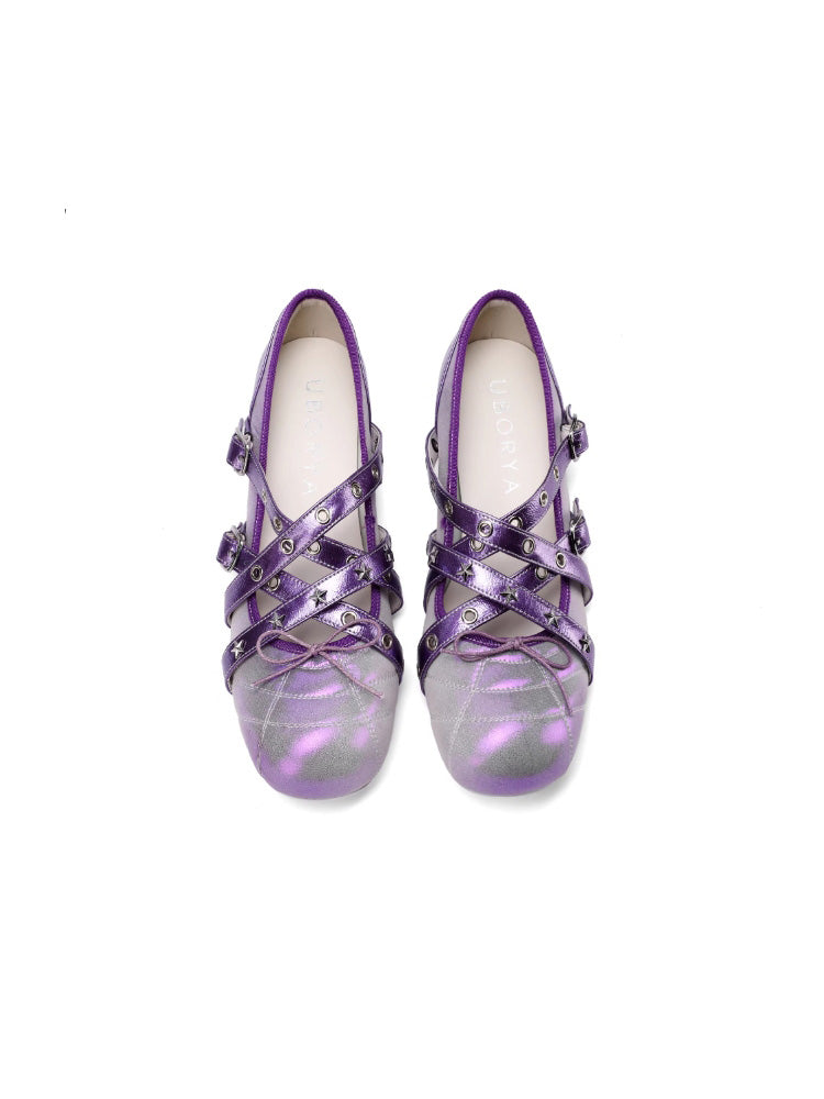 UBORYA Designer Original Casual Ballet Flats for Women: Flat, Iridescent Lambskin, Niche Runway Style, Feminine and Sensual, Round Toe