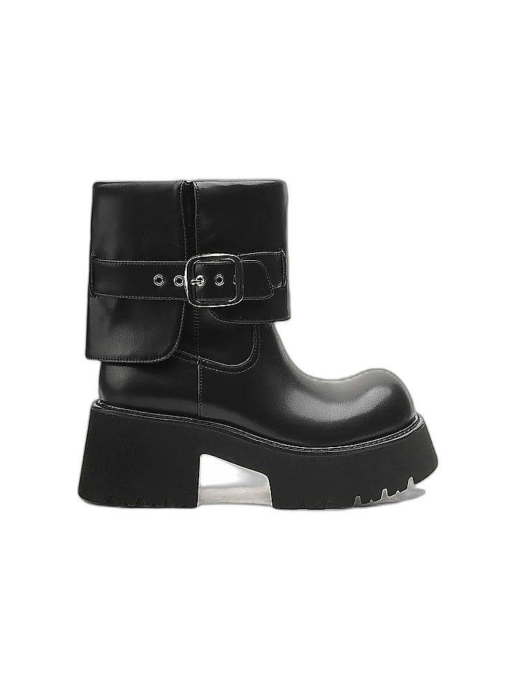 Stand Realm Buckle Platform Ankle Boots