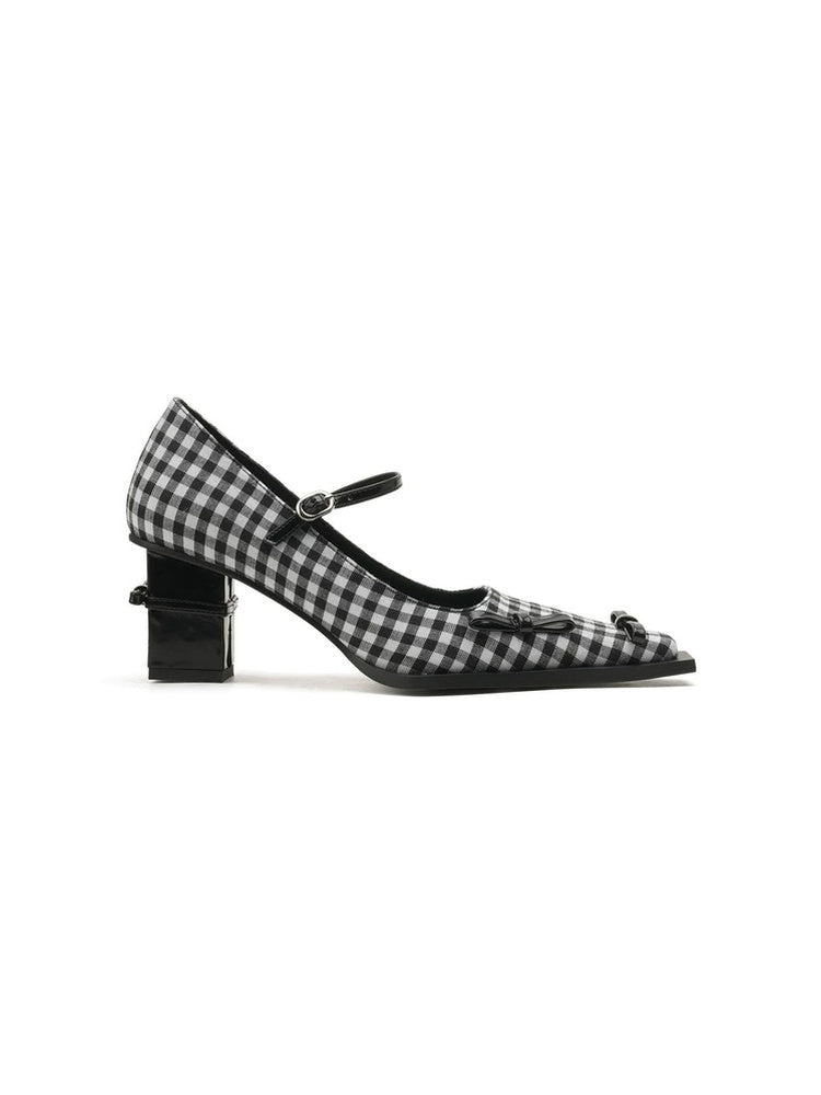Prelude Gingham Mary Jane Block Heel Pumps