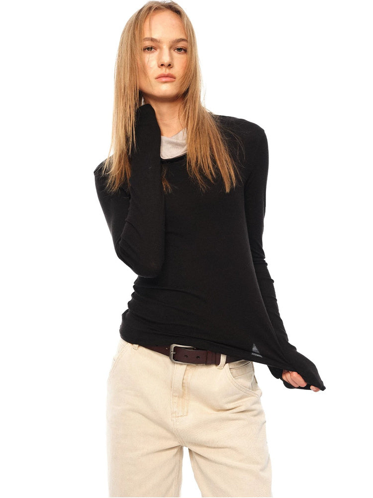 2AM POETRY Contrast Drape-Neck Long-Sleeve Top - view 4