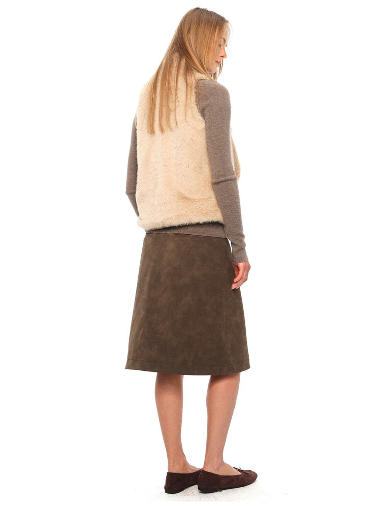 2AM POETRY Suede-Effect Knee-Length Skirt - view 4