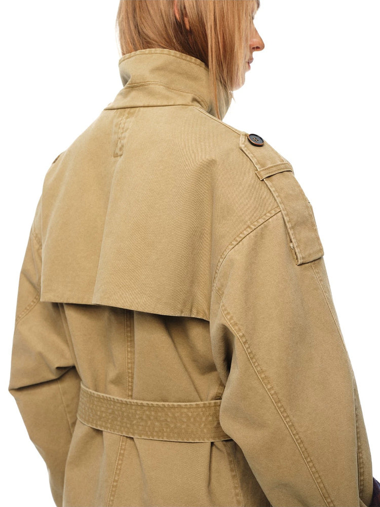 2AM POETRY Cropped Belted Cotton Trench Jacket - view 4