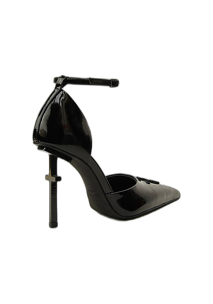 D'Orsay Ankle Strap Pumps 10CM Geometric Cross Stiletto Avant-Garde Designer Heels