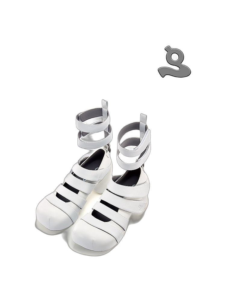 GRAPE Hotel 23SS Original Design Detachable Strap Velcro Mary Jane Roman Sandals