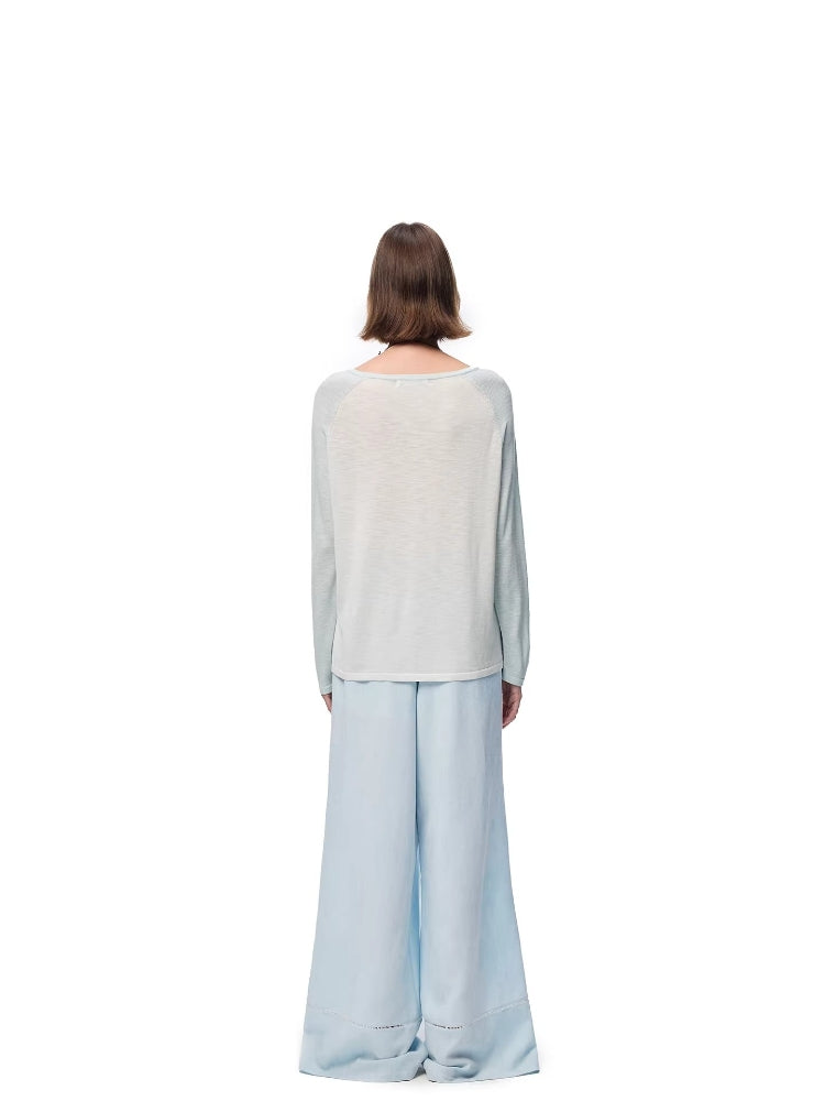 SHROENRO Women's Casual Wide-Leg Pants with Openwork Lace Design and a Relaxed, Loose Fit