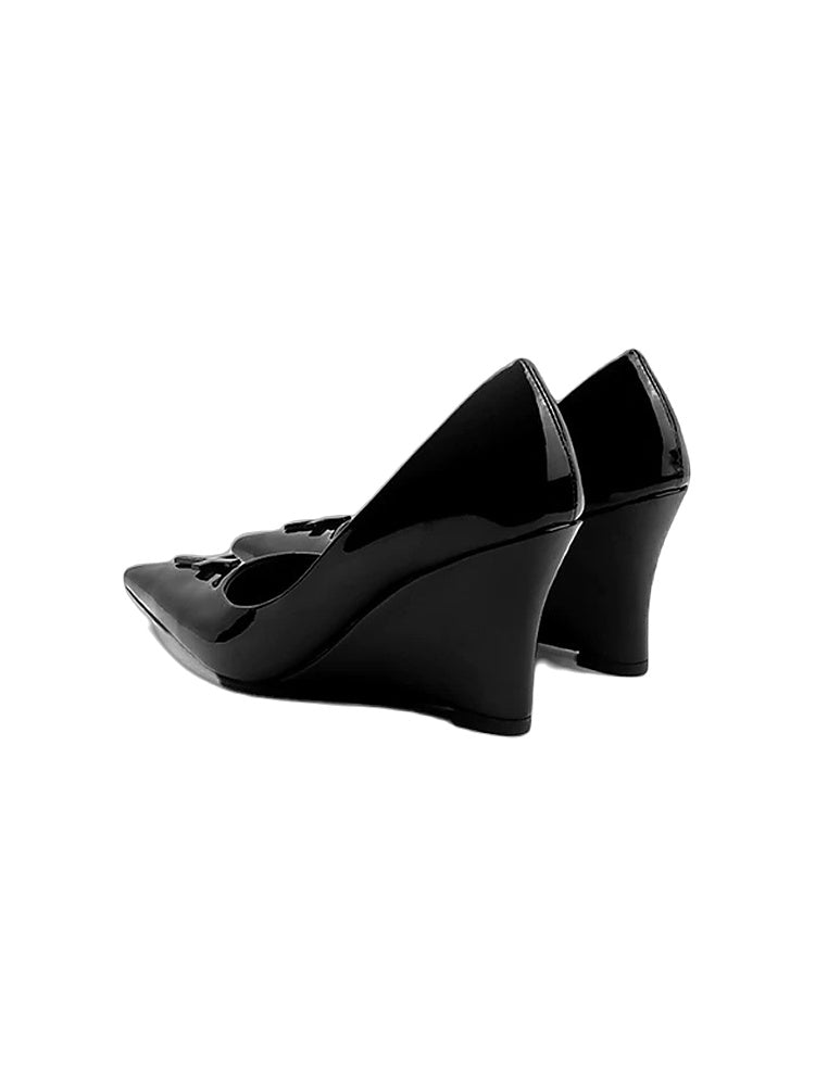 Mirror Leather Wedge Heels