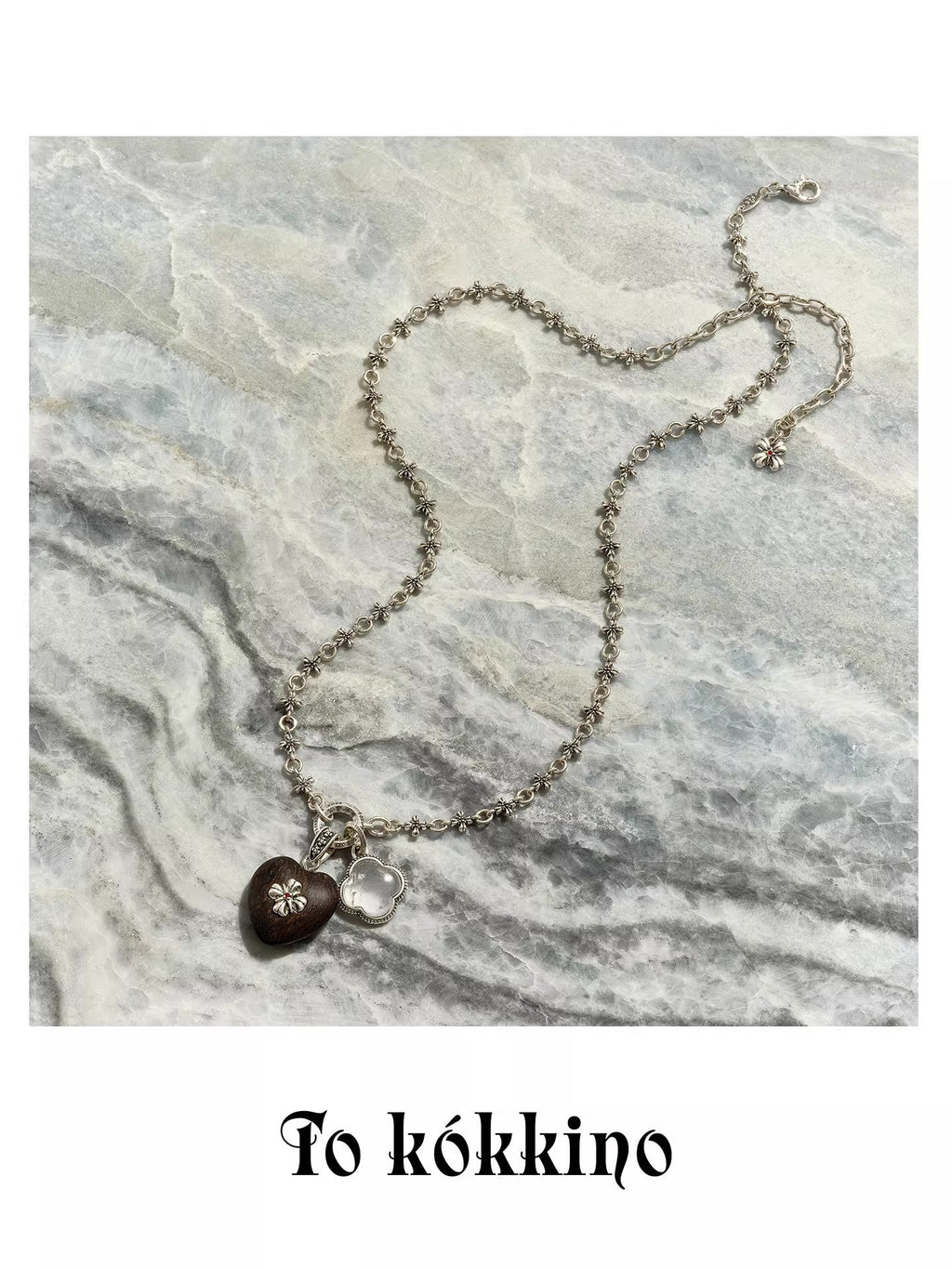 tokokkino “Collision” Crystal Rosewood Silver-Plated Heart Necklace
