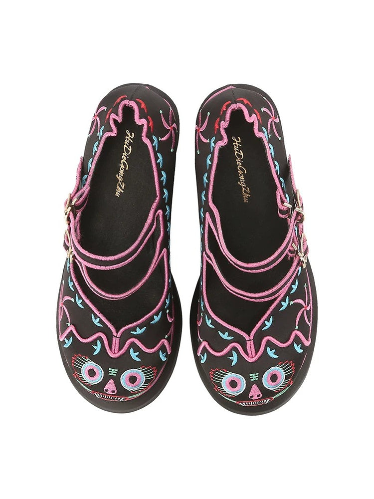 Tiger Head Platform Mary Jane Heels