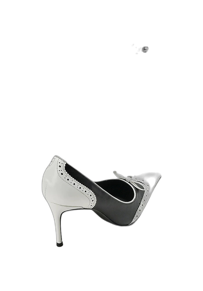 Brogue Stiletto Pumps 8.5CM Vintage Two-Tone Pointed Toe High Heels