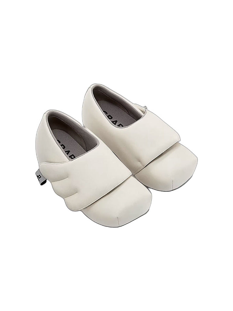 GRAPE Hotel Collection: Original Off-White Winged Velcro Loafers with Built-in Heels and Thick Soles