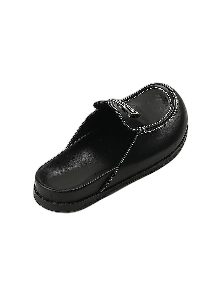 Noir Isle Buckled Leather Loafers