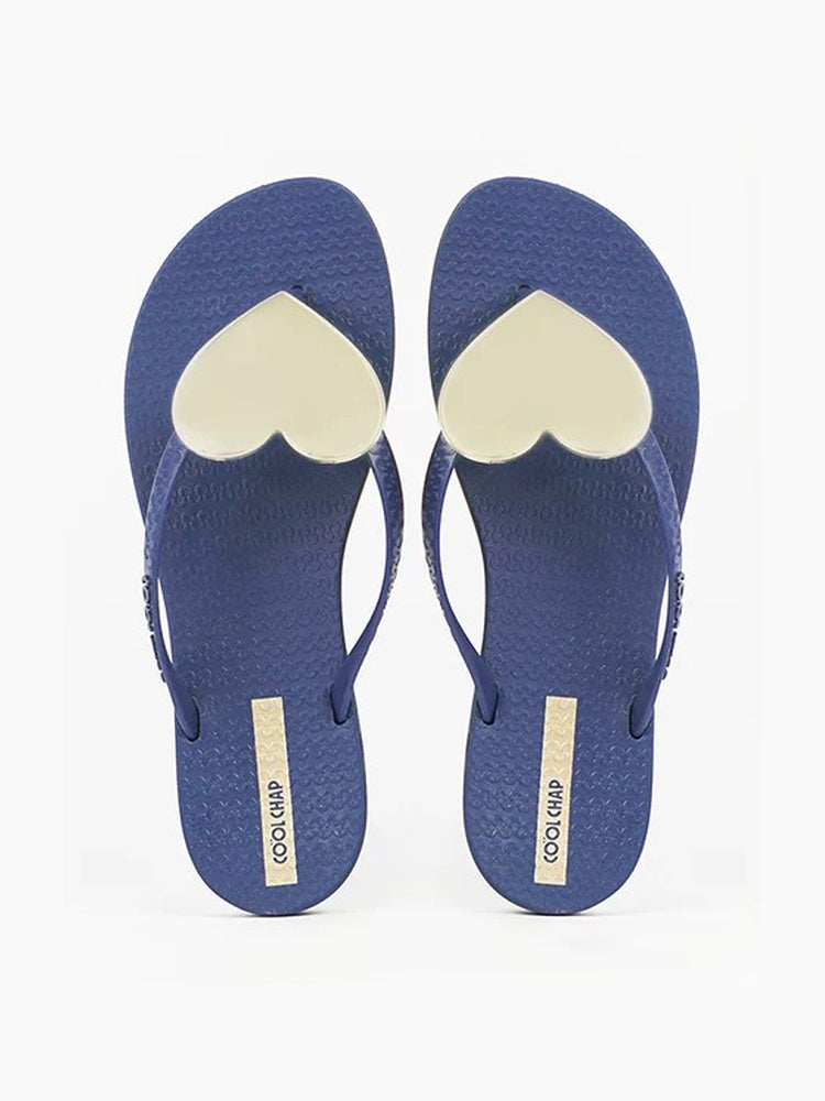 Heart Pendant Quilted Platform Flip-Flops