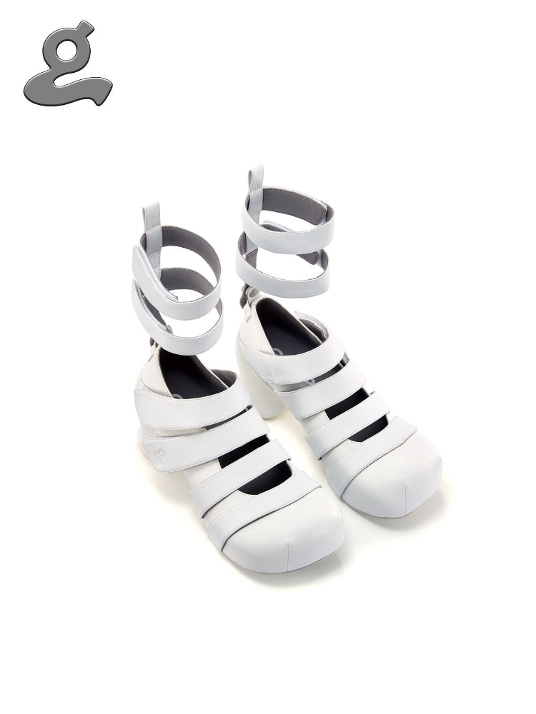 GRAPE Hotel 23SS Original Design Detachable Strap Velcro Mary Jane Roman Sandals